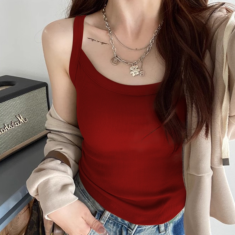 เสื้อกล้ามรัดรูป เสื้อกล้ามหญิง แขนกุด เสื้อกล้ามรัดรูป มีบราในตัว สาวอวบใส่ได้ ใส่สบาย ไม่ร้อน - รูปที่ 6