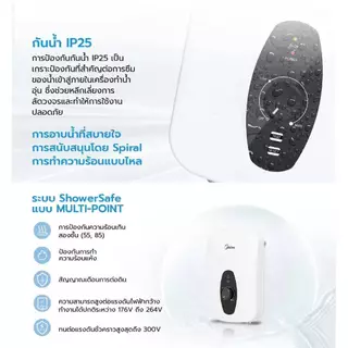 Midea เครื่องทำน้ำอุ่น รุ่น MWH-38QTH(W) 3800W และ รุ่น MWH-45QTH(W) 4500W