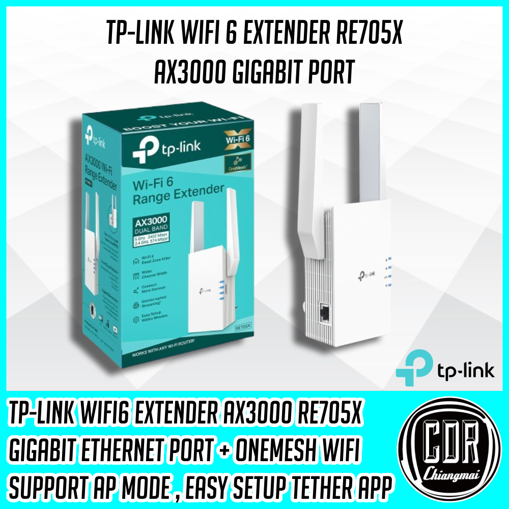 TP-LINK RE705X AX3000 Mesh WiFi 6 Extender Gigabit Lan EasyMesh-Compatible [รับประกันตลอดอายุการใช้ง