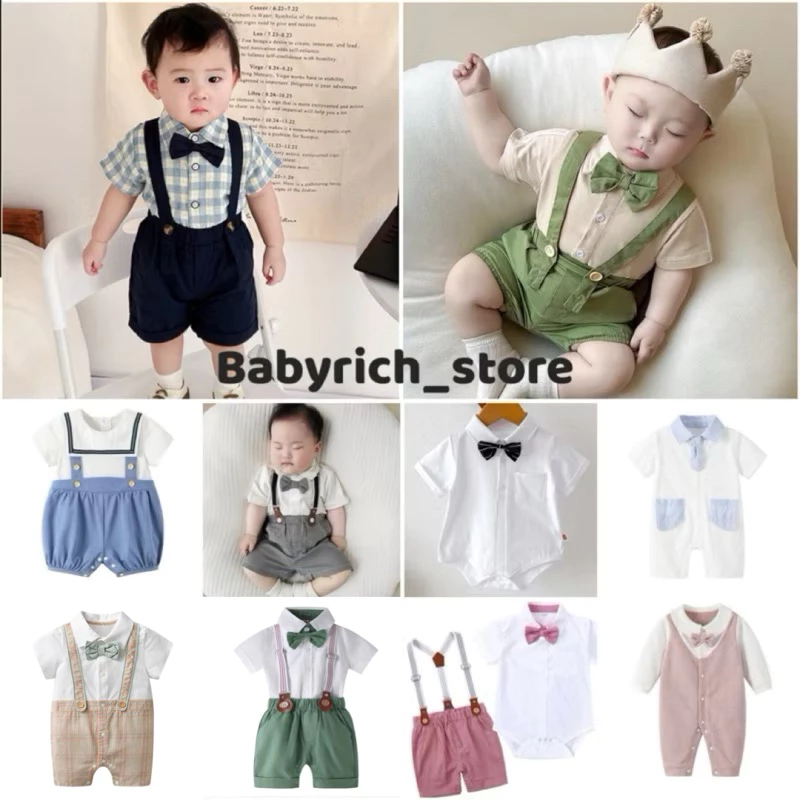 (3M-2Y)ชุดเด็กชายแขนสั้น ชุดเที่ยวหน้าร้อน ชุดเอี๊ยมหูกระต่าย ชุดเด็กทารก ชุดเด็กอ่อน ชุดตรุษจีน สงกรานต์ romper