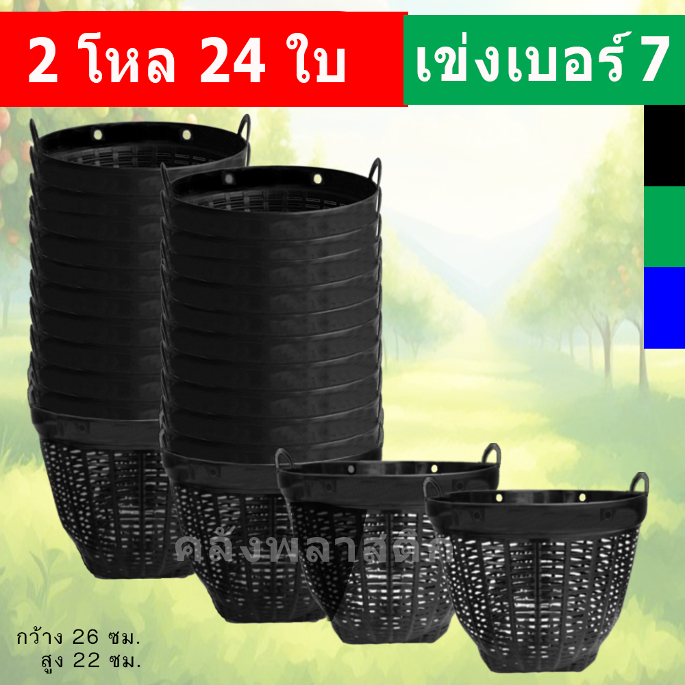 (24ใบ) เข่งพลาสติก เบอร์7 - ใช้เป็นกระถางต้นไม้ ปลูกต้นไม้ - 0321