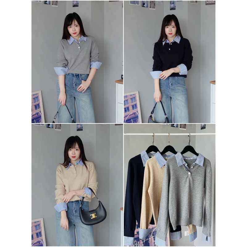 [Make your Clothes] Maison sweater knit & shirt สเวตเตอรไหมพรม แต่งขอบเชิ้ต