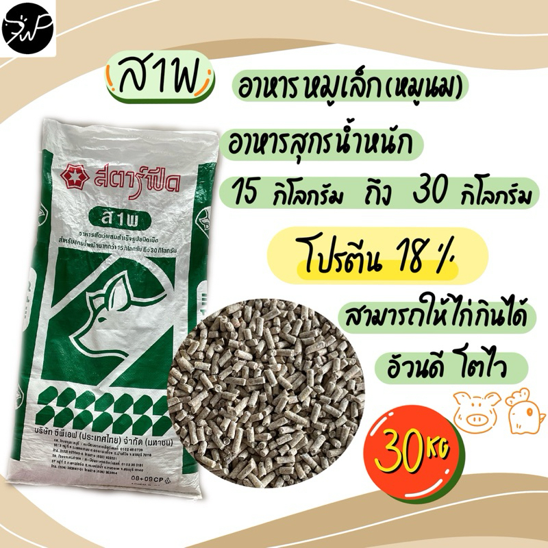 (30กก.)  ส1พ สตาร์ฟีด อาหารหมูนม หมูเล็ก นน.15 กก. ถึง 30 กก. บำรุงไก่ได้ ให้อ้วน โตไว 🐷🐔