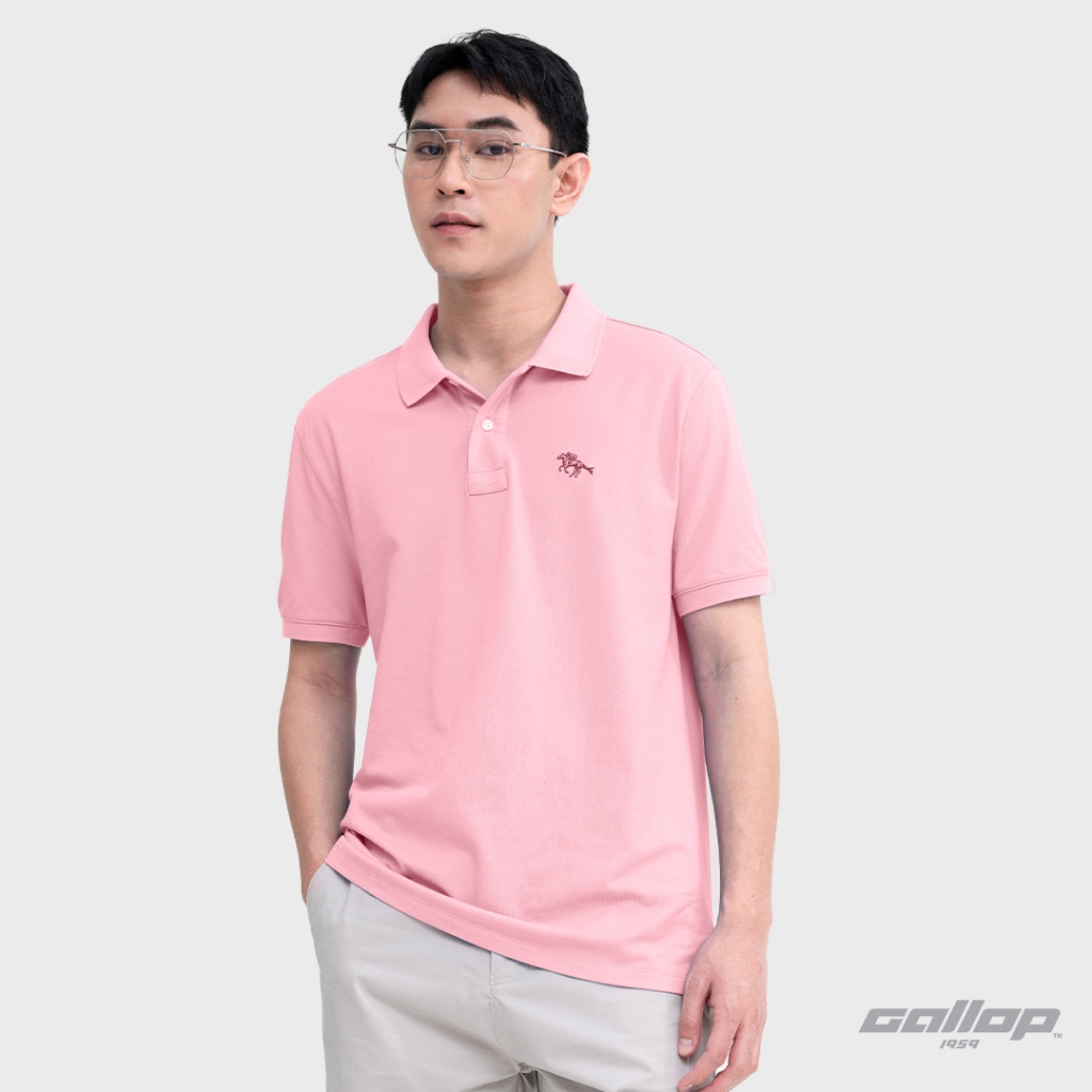GALLOP : Men's Wear PIQUE POLO SHIRTS เสื้อโปโล ผ้าปิเก้ สีพื้น รุ่น GP9068 สี Blush Pink - บลัช พิง