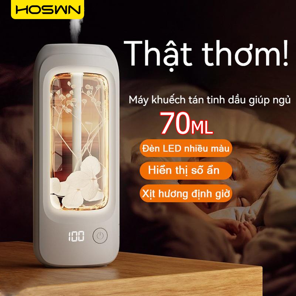 HOSWN เครื่องฟอกอากาศอัตโนมัติ เครื่องกระจายน้ำมันหอมระเหย เครื่องฟอกอากาศอโรมา แบบชาร์จไฟได้ น้ําหอมห้อง น้ำหอมติดทนนาน
