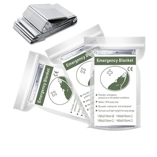 ผ้าห่มฉุกเฉิน ผ้าห่มอวกาศ ขนาด160*210ซม emergency rescue blanket แผ่นสะท้อนแสง กันน้ำกันลม