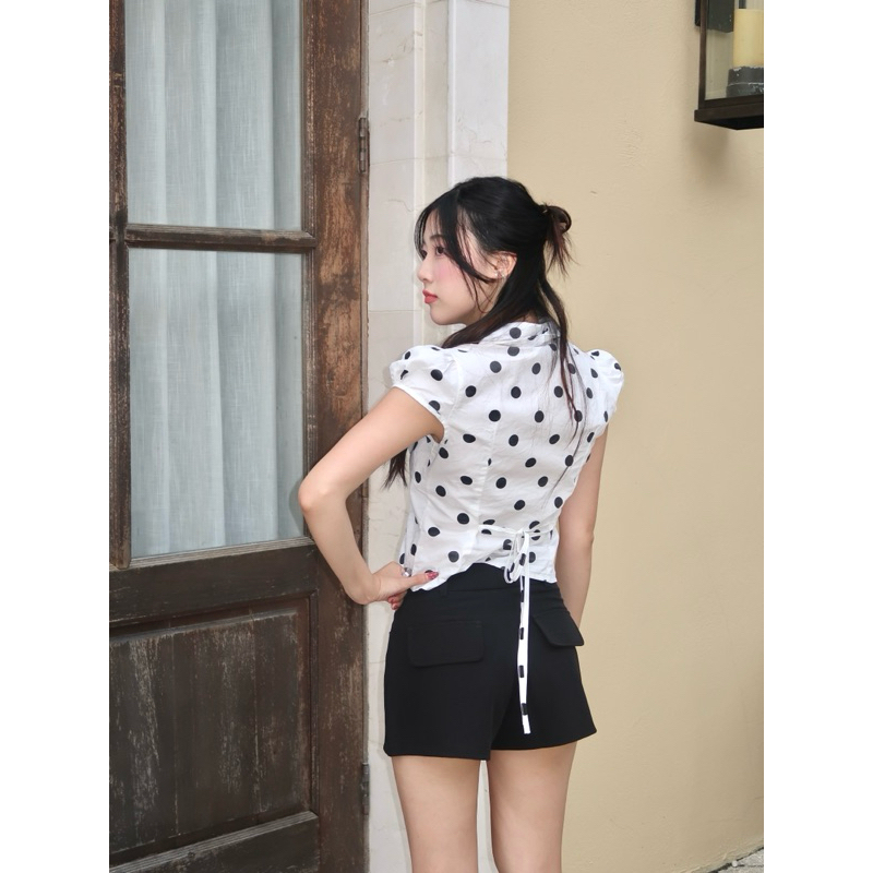 Polar.bkk || รุ่น Taylor short pant กางเกงขาสั้น เอวต่ำ ลายจุด polka dot กางเกงเอวต่ำ รูปที่ 5