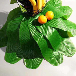 ใบตองปลอม Banana Leaf ใบตองเสมือนจริง ใบตองเทียม ใบประดับโต๊ะ ใบตองพลาสติก MoMo Bakery