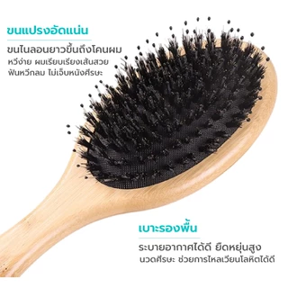 Poli Pola หวีขนหมูป่า พร้อมส่ง!! แปรงหวีขนหมูป่า นวดศีรษะ ลดการพันกันของเส้นผม ผมเรียบ ไม่ชี้ฟู