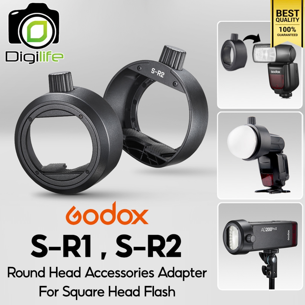 Godox Adapter S-R1, S-R2 Round Head Acessories Adapter ตัวแปลงแฟลชหัวเหลี่ยม เป็นหัวกลมใส่ AK-R1, AK