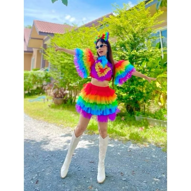 ชุดปอมกระโปรงผ้ามุ้งน่ารักๆพร้อมเซริฟจร้าาา💃🏼😘