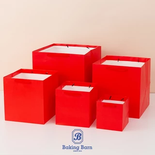 Baking barn (10 ชิ้น/แพ็ค) ถุงกระดาษ Flower ฐานกว้าง ขนาดใหญ่ ถุงกระดาษ หูหิ้ว ใส่เค้กปอนด์ และ อาหาร