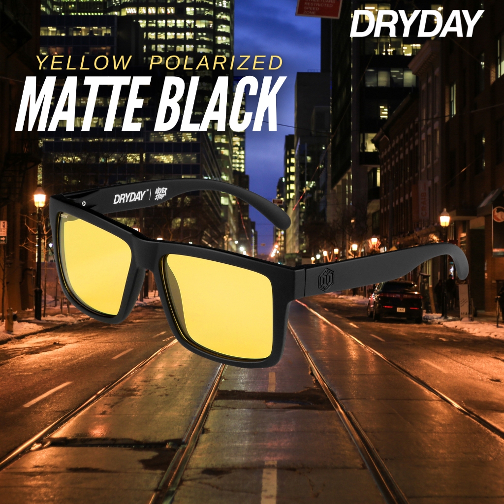 DRYDAY – MATTE BLACK – YELLOW TINT POLARIZED ( ใส่ขับรถกลางคืน )