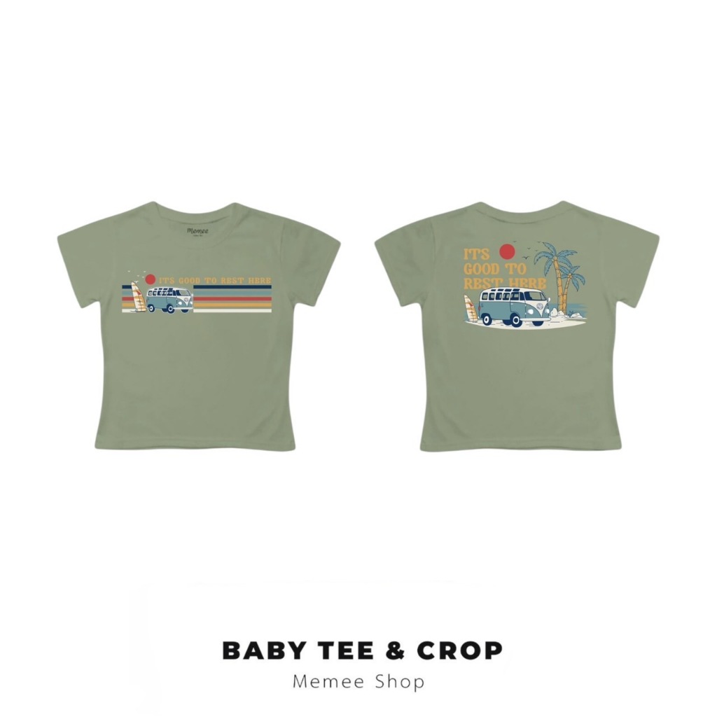 Memee ~ เสื้อยืดผ้าคอตตอน Baby Tee เสื้อผู้หญิง (รถตู้ผู้หญิง) - รูปที่ 2