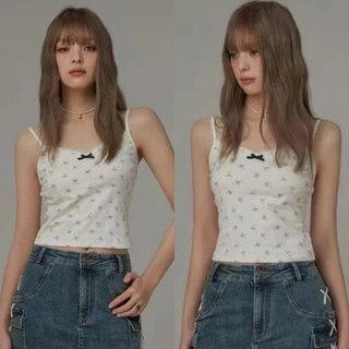 YY92 เสื้อสายเดี่ยวเซ็กซี่ ผ้านิ่ม ใส่สบาย ผ้าลูกไม้ปะติด ลายดอกไม้ พร้อมฟองน้ำ สุดฮิตราคาถูก