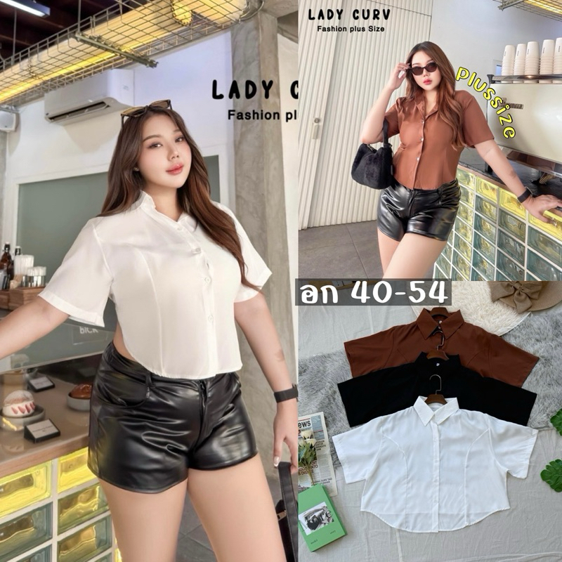 (อก40-54“) เชิ้ตครอปสาวอวบแขนสั้น เสื้อคนอวบเว้าข้างเบาๆ เสื้อผ้าคนอวบสไตล์สตรีท ส่สบายไม่ร้อน เสื้อผ้าแฟชั่นสาวอวบอ้วน