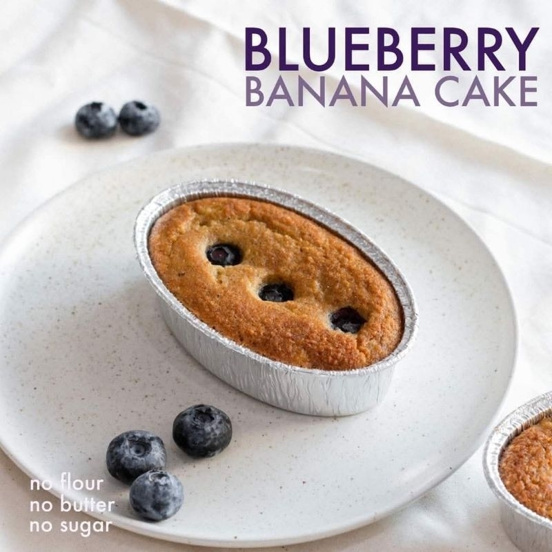 อร่อยไม่อ้วน - เค้กกล้วยหอม Banana Cake -ผสบลูเบอร์รี่สด - ขนาด 110กรัม (เล็ก)
