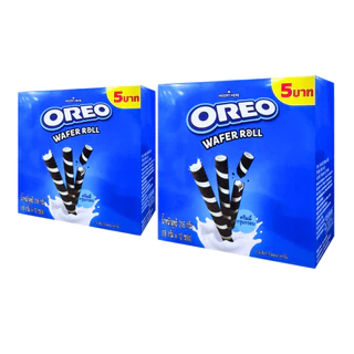 [ แพ็คคู่ ] Oreo Wafer Roll โอรีโอ เวเฟอร์โรลสอดไส้ครีมกลิ่นวานิลลา แบบ 5 บาท ขนาด 216 กรัม (แพ็ค2กล่อง)