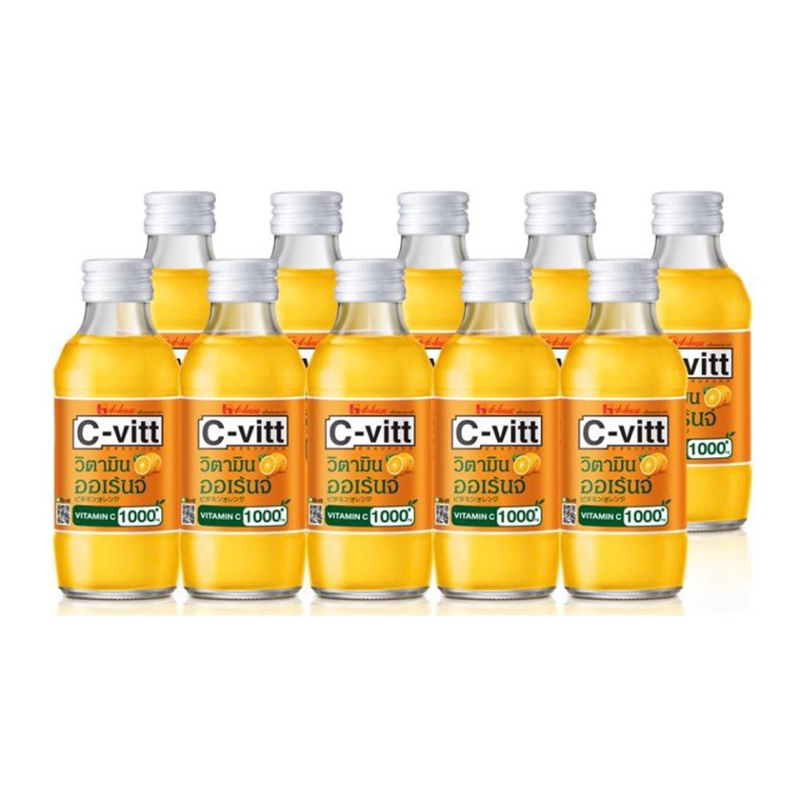 แพ็ค10 ขวด C-vitt ซี-วิท วิตามิน สูตรน้ำตาล 0% C-vitt 0% sugar 140 ml. x10 ขวด รสส้ม