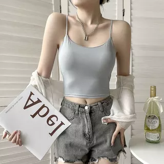 เสื้อสายเดี่ยวสายเล็ก B-082 ทำให้อกทรงสวย มีฟองน้ำในตัว สายเดี่ยวแฟชั่น สไตล์ชิคๆ วินเทจ