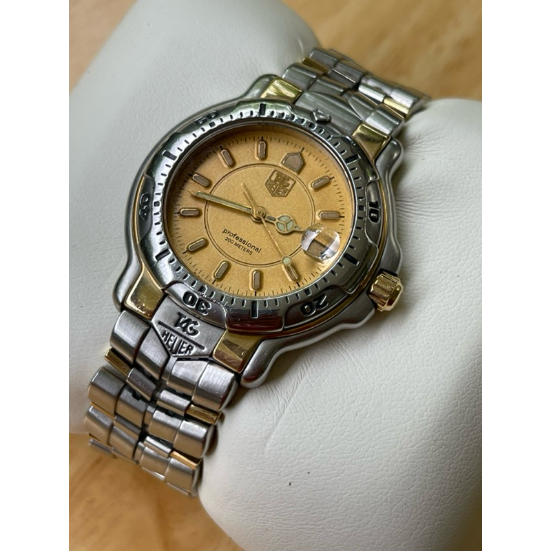 TAG HEUER 6000 SERIES PROFESSIONAL 18K WH1253 GOLD DIAL 2-TONE 35MM WATCH HEAD