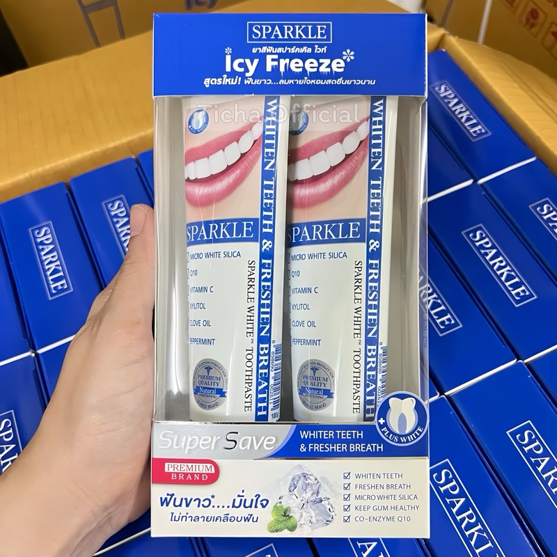 ❎EXP.01/28 | SPARKLE ยาสีฟัน สปาร์คเคิล ไวท์ สูตร WHITE TOOTHPASTE ฟันขาว หอมสดชื่น (2หลอด×100g.)