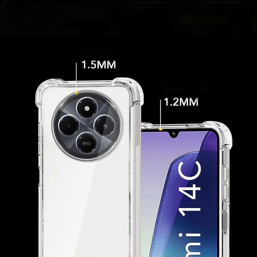 018 เคสกันกระแทกใส สำหรับ Redmi 14C 13C 12C A3 A5 A1 A2Plus 9A 9C 9T 10A 10C Note14 Pro + 4G/5G Note13/Note12/Note11