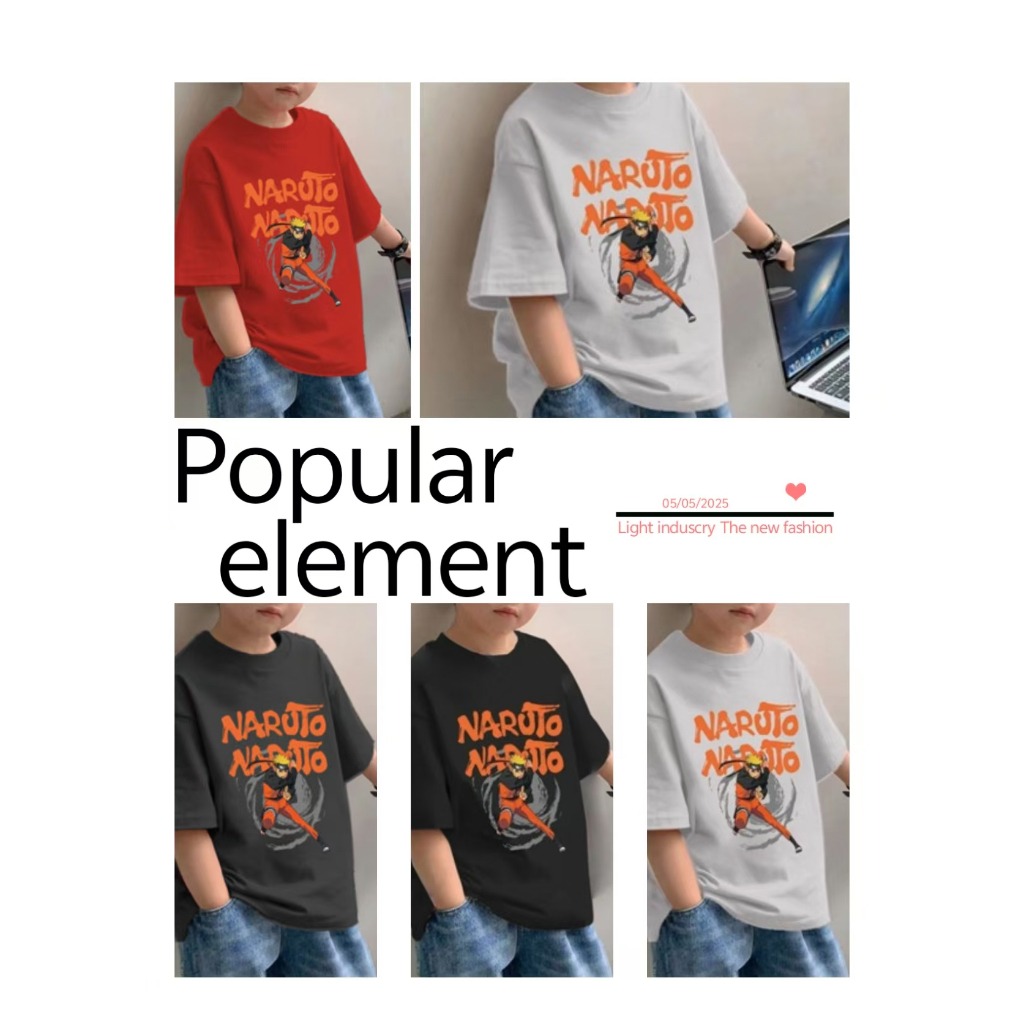 [Boy Tshirt](15-50kg) ฤดูร้อนผ้าฝ้ายรอบคอหลวมวัยรุ่นเสื้อยืดแขนสั้นเสื้อผ้าเด็กสบายๆเด็กสวมใส่แฟชั่นด้านบน