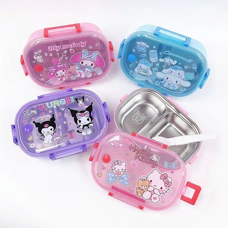 กล่องข้าว 2 ช่อง กล่องข้าว 2 ช่องปิดสนิท รูปการ์ตูนน่ารัก750ml