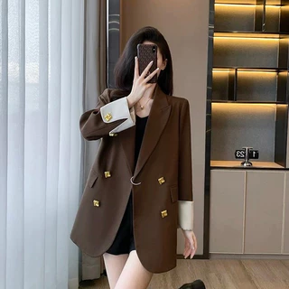 SUIT-24🌽เสื้อเบลเซอร์ สไตล์เกาหลี ตัวใหญ่ ใส่สบาย โอเวอร์ไซซ์ ผู้หญิง เสื้อแฟชั่น กระดุม 4เม็ด ใส่ทำงาน ทรงสวย🌽