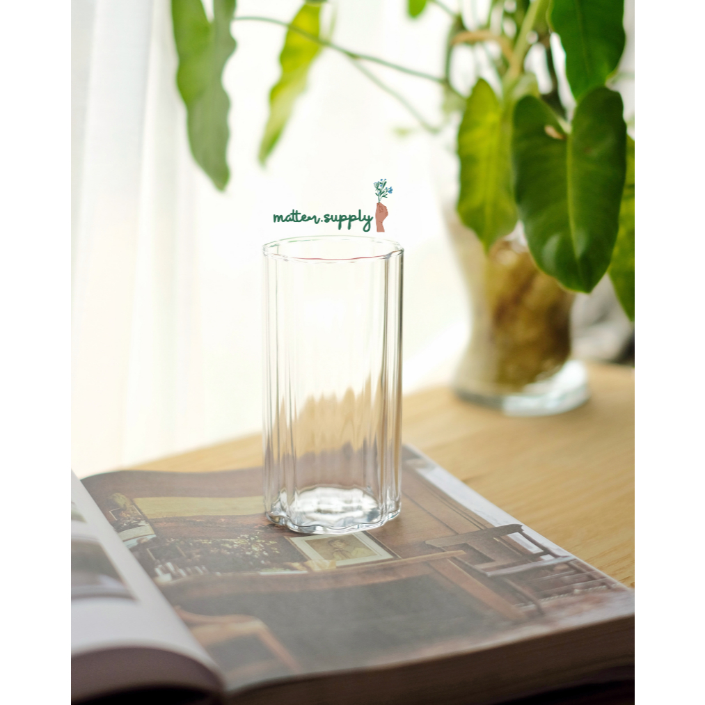 Petal glass แก้ว ใส ทรงสูง ลายลอน น้ำ กาแฟ รูปที่ 8