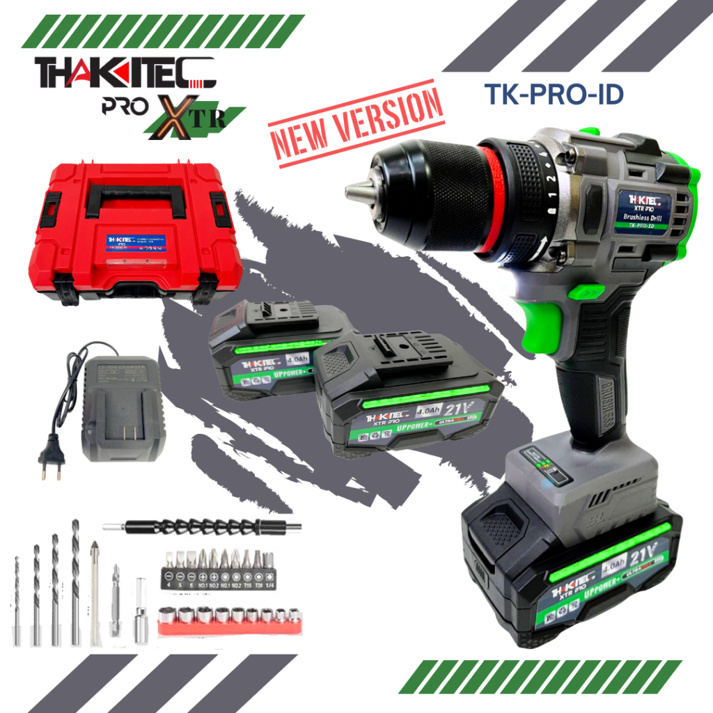 THAKITEC XTR PRO บล็อกกระแทกบัลเลส งานหนัก แรงบิดสูงสุด 1200 NM. XTR TECHNOLOGY แบต 21V MAX UPPOWER+ โฉมใหม่ สีเทาดำ