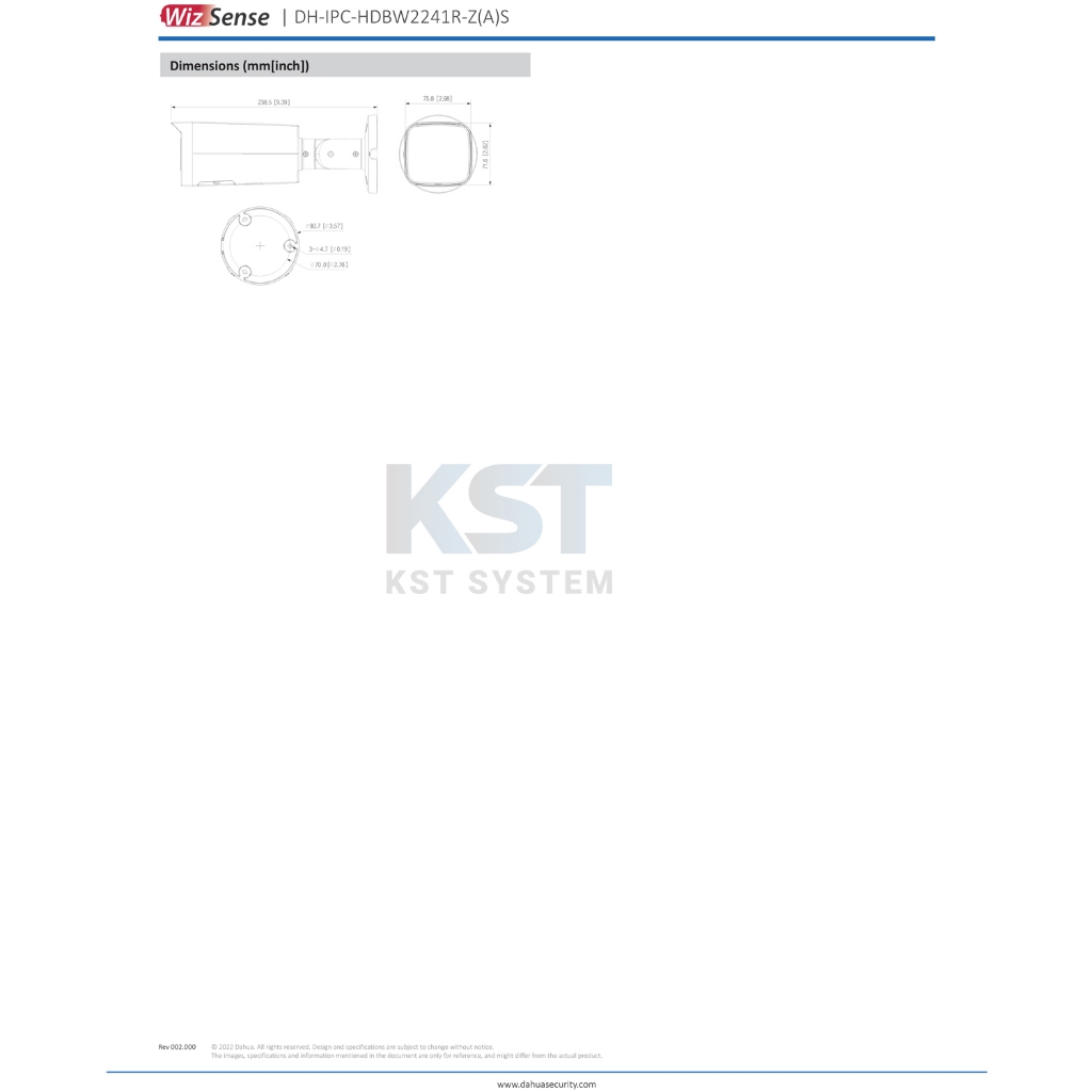 IPC-HFW2241T-ZAS (มอเตอร์ไฟฟ้า) กล้องวงจรปิด Dahua WizSense IPC 2MP PoE