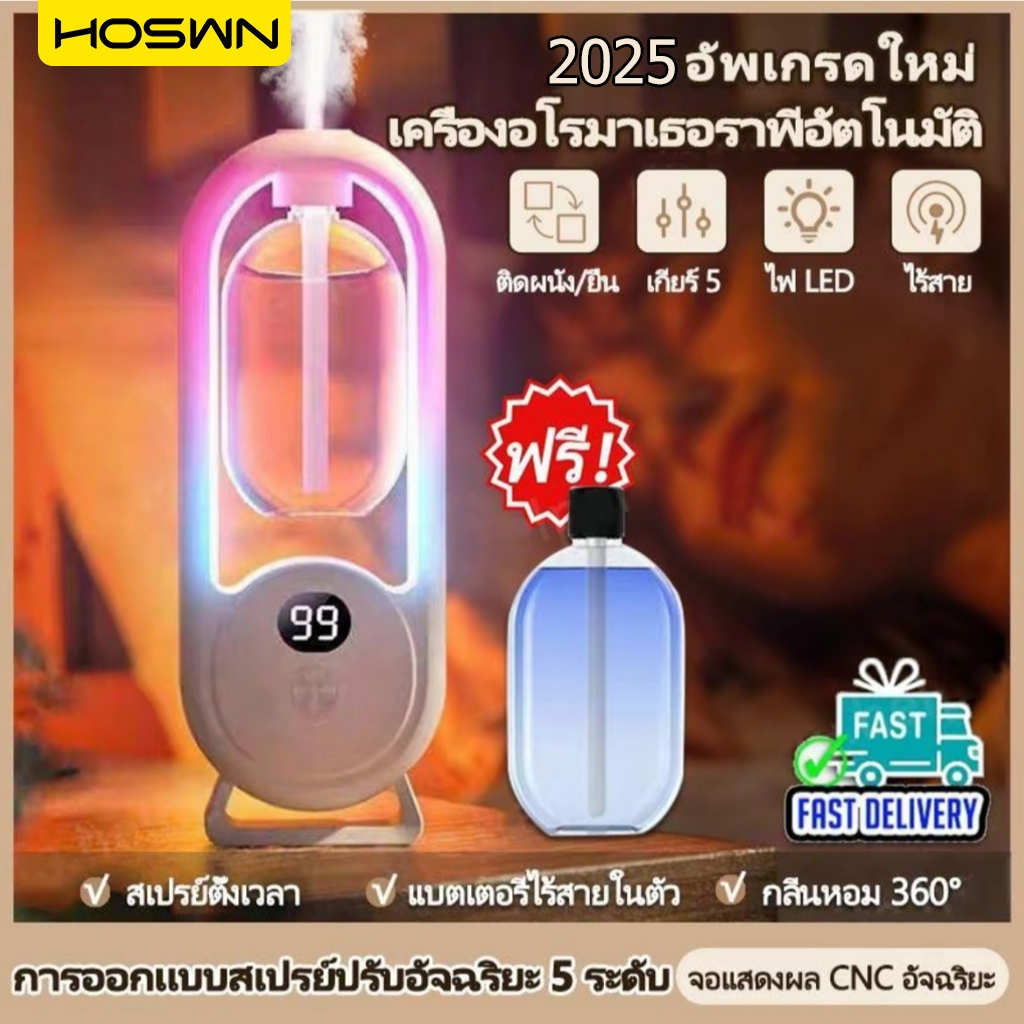 HOSWN COD เครื่องพ่นน้ำหอมอัตโนมัติในห้อง ชาร์จ USB เครื่องฟอกอากาศอัตโนมัติ น้ำหอมติดทนนาน กระจายน้ํามันหอมระเหย