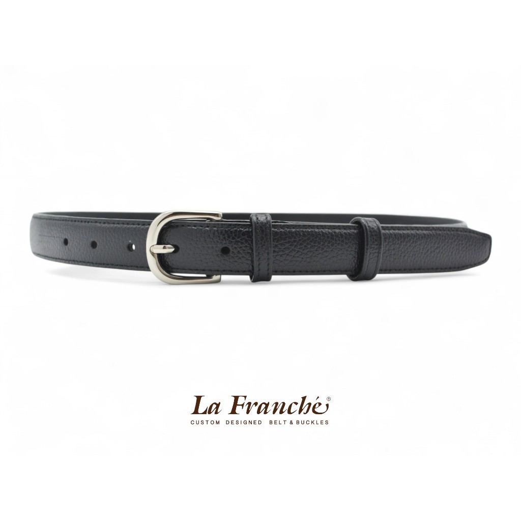 La Franche حزام جلد بقري Pebble أسود مع إبزيم — صورة 3