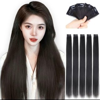 10 ชิ้น ชิ้นผมยาวตรง,ชิ้นผมปลอมสังเคราะห์ทนความร้อน,คลิปไร้ร…