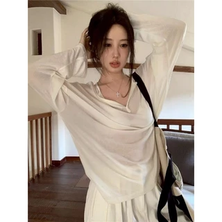 Vogue🌟พร้อมส่ง🌟 เสื้อแขนยาว คอวี ดีเทลซีทรู บางเบา ใส่ง่ายสบาย (FY2088)