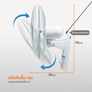 LUMIRA พัดลมติดผนัง 16 นิ้ว DC12V รุ่น LFN-030 ลมแรง ส่าย 90 องศา 3 สปีด ปลอดภัย มอเตอร์ทนทาน