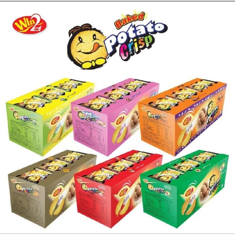 ขนมปังแลบลิ้น แครกเกอร์มันฝรั่งแผ่นบางกรอบ Potato Crisp Crackers Win2 กล่องใหญ่มี30ซอง