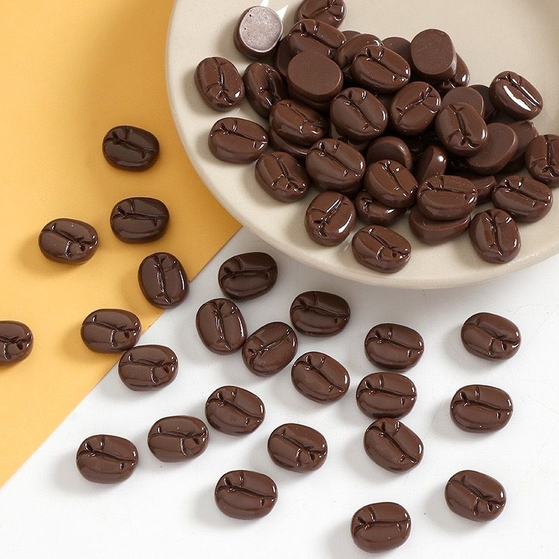 10ชิ้นเรซิ่นเมล็ดกาแฟ เรซิ่นของตกแต่ง กาแฟจำลอง เรซิ่นDiy