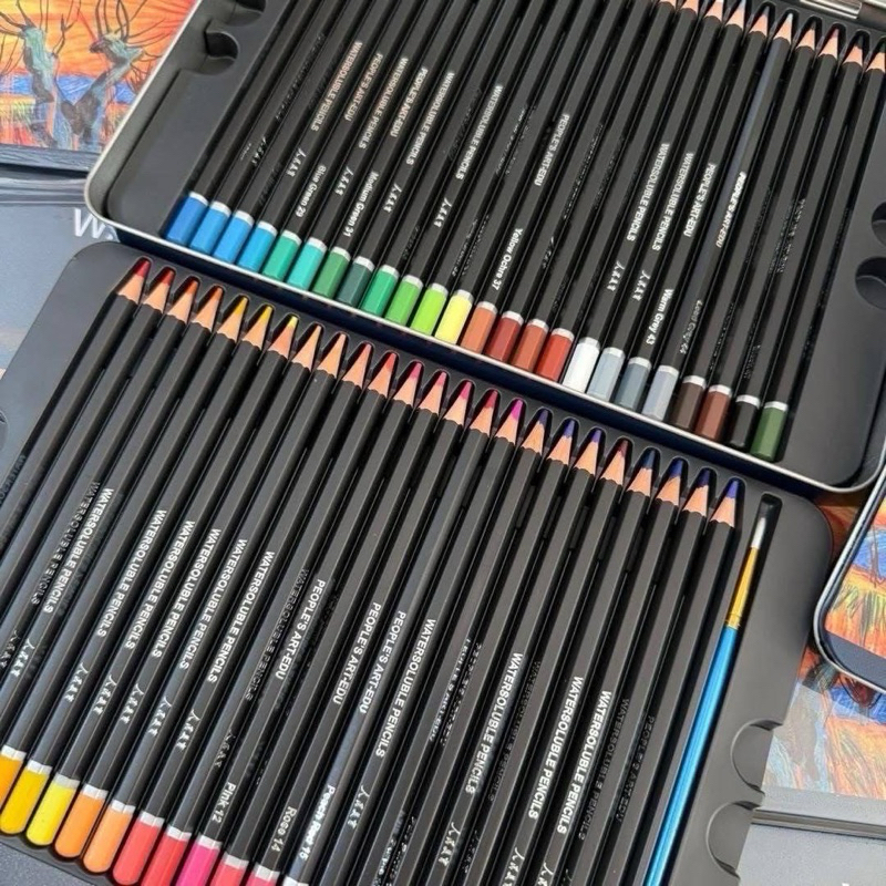 Watersoluble Colors Water Pencils Set  🎨 ชุดสีไม้ระบายน้ำได้ 48 สี + พู่กันในกล่องเหล็ก 🇭🇰 #ลิขสิทธิ์แท้ 💯 - รูปที่ 4