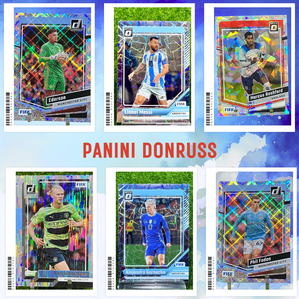 SET : PANINI DONRUSS - MESSI, GARNACHO, HAALAND, FODEN, EDERSON, RASHFORD