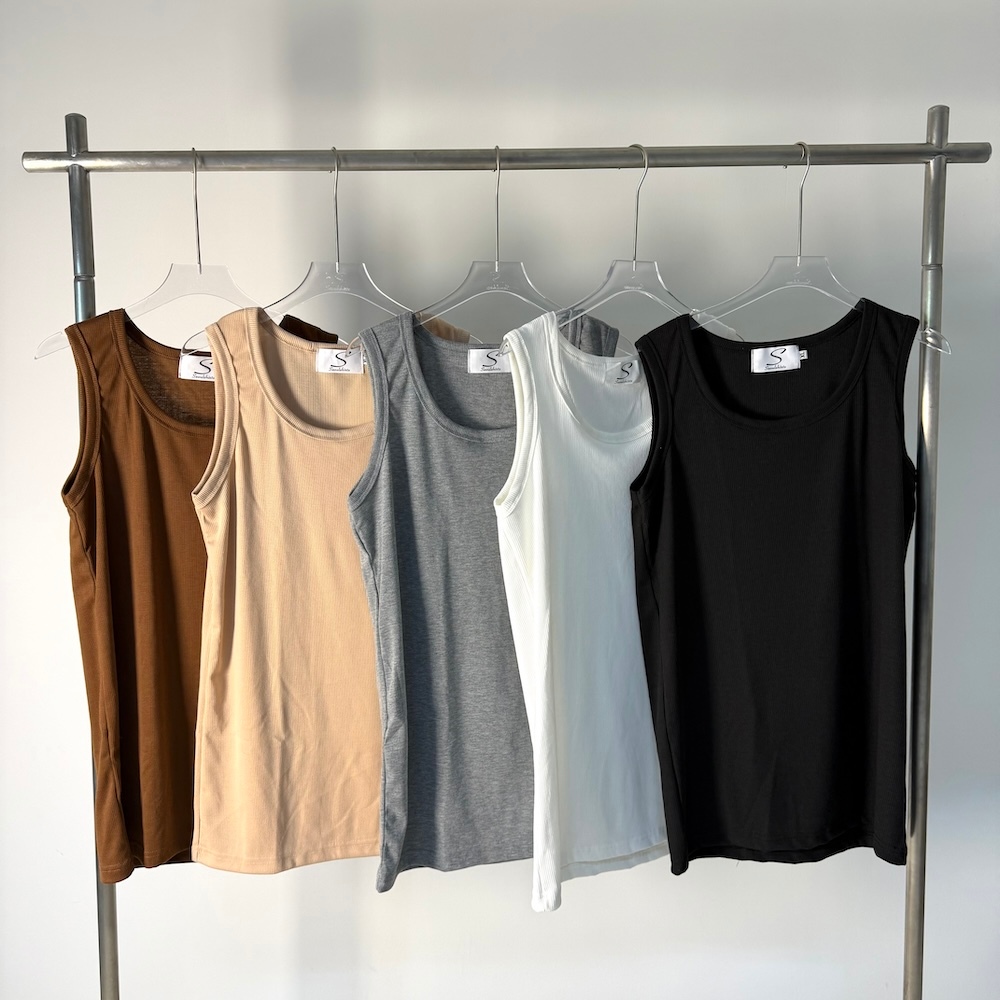 เสื้อกล้าม ผ้าร่อง สีพื้น ทรงเข้ารูป ใส่ได้ทั้งผู้ชายและผู้หญิง B57
