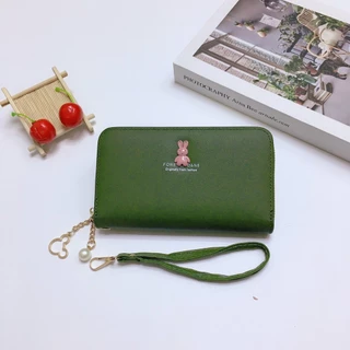 DN005#กระเป๋าสตางค์ใบกลางมีช่วงใส่บัตรงทั้งหมด4ช่อง 📌วัดสุด:หนังPU รุ่นใหม่มีสายคล้องมือทุกใบค่ะ