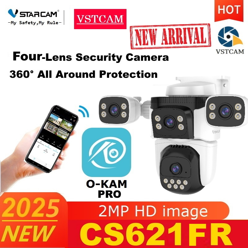 Vstarcam CS621FR ใหม่2025 ( 4เลนส์ ) ความละเอียด 2 ล้านพิกเซล กล้องวงจรปิดไร้สาย กล้องนอกบ้าน  มีAI+