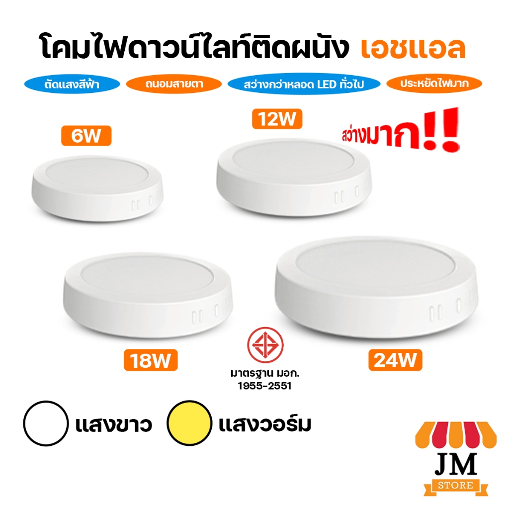 โคมไฟ สว่างมาก โคมไฟดาวน์ไลท์ มินิมอล โคมไฟเพดาน หลอดไฟ LED ไฟเพดาน โคมไฟติดเพดาน ยี่ห้อ HLX