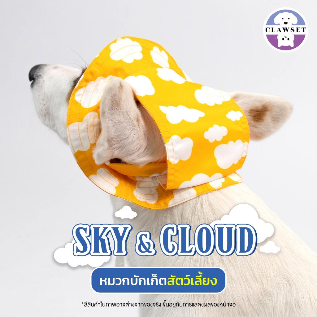 หมวกหมาแมว หมวกบักเก็ต sky & cloud คู่สัตว์เลี้ยง | CLAWSET.BKK