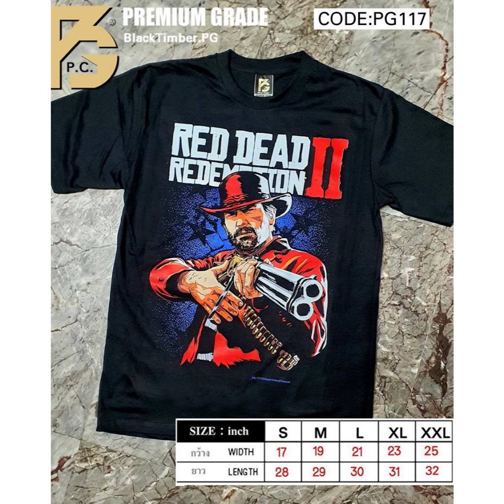 PG 117 Red Dead Redemption II  เสื้อยืด ลายหนัง สีดำ สกรีนแน่น ผ้านุ่ม cotton100% S M L XL XXL