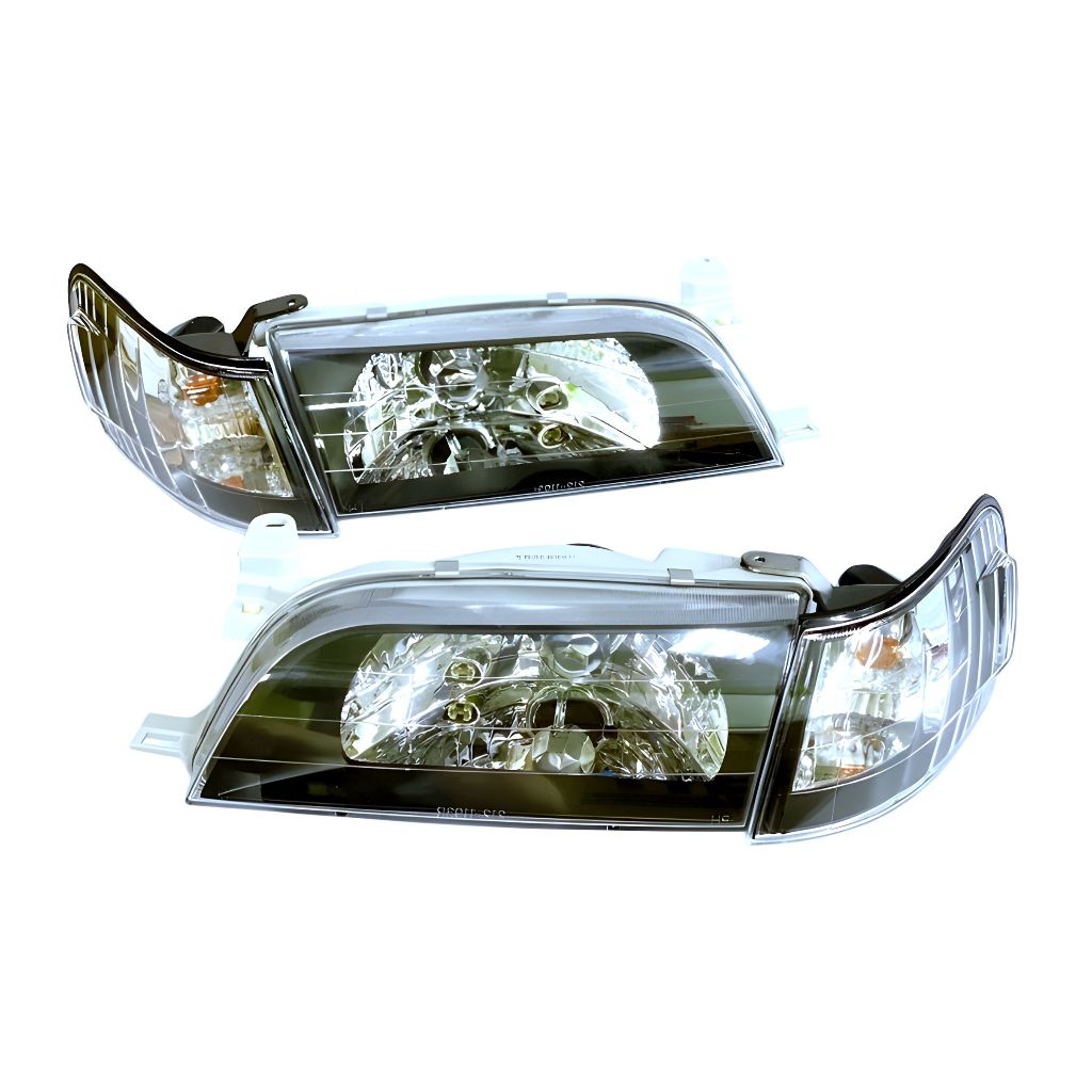 DEPO ไฟหน้าเพชร ไฟหน้าแต่ง TOYOTA COROLLA AE100 AE101 AE102 สามห่วง โคมดำ พร้อมไฟมุมดำ DEPO