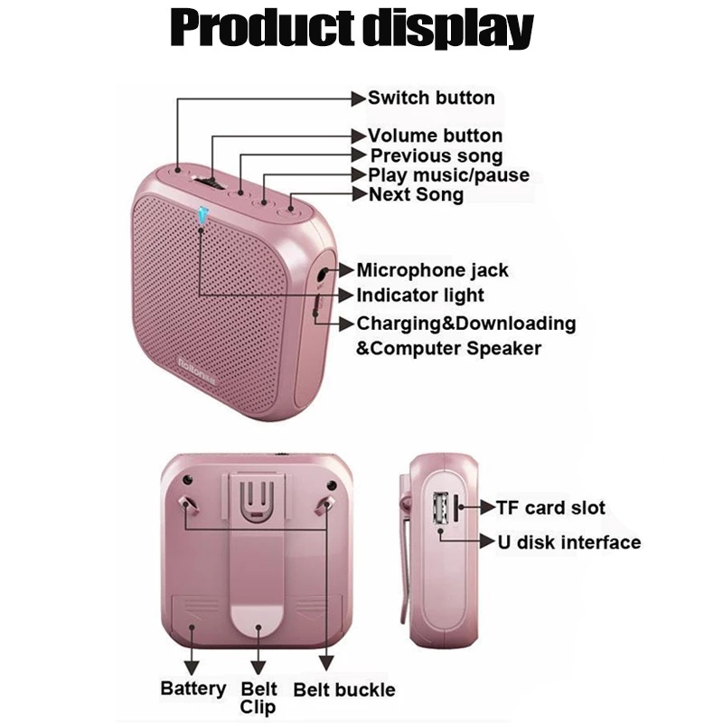 ไมค์ลำโพงพกพา ไมค์ช่วยสอน ไมค์ลอย ไมค์พกพา ลําโพงพกพา ลําโพงสอน พร้อม bluetooth โทรโข่ง ลำโพงช่วยสอน